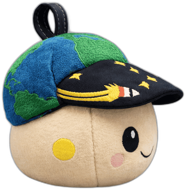 Rise plush, side view β Earth cap with starry rocket visor